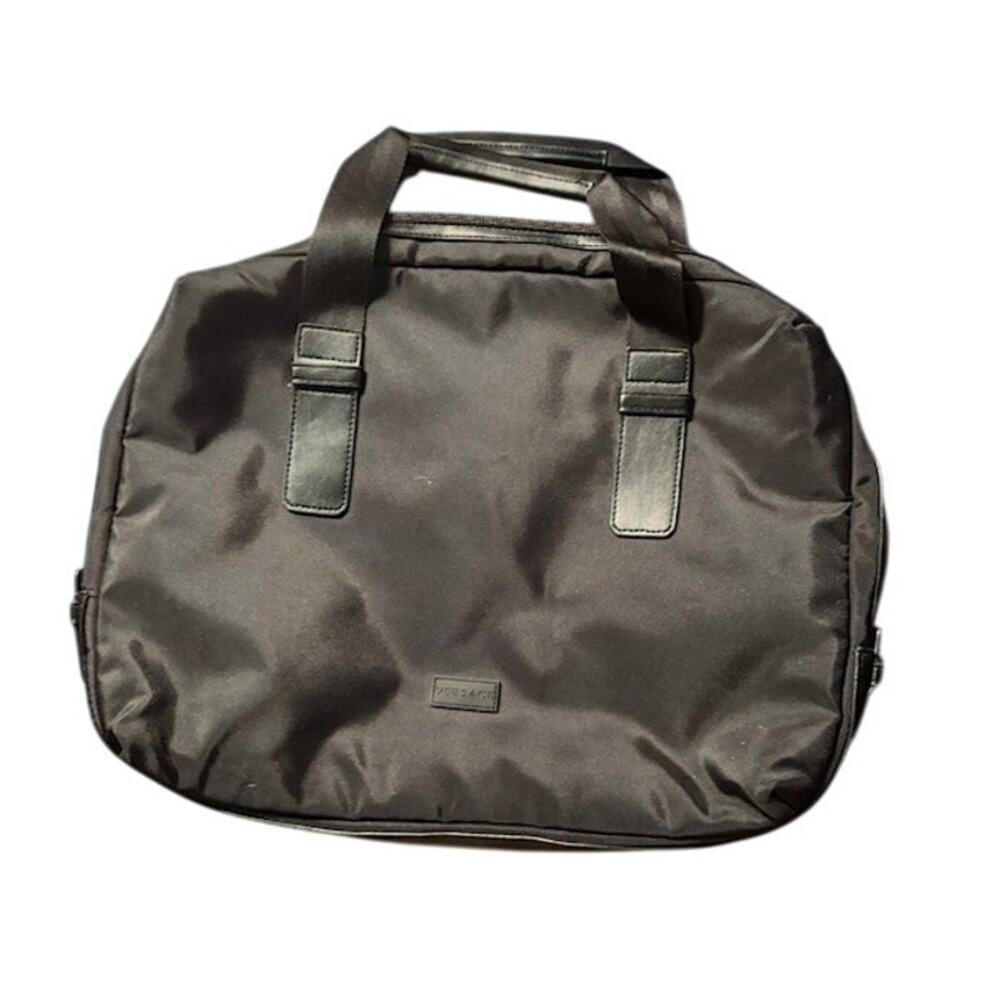 Versace Laptop Briefcase Black Computer Bag Zip Closure with Inner Pockets